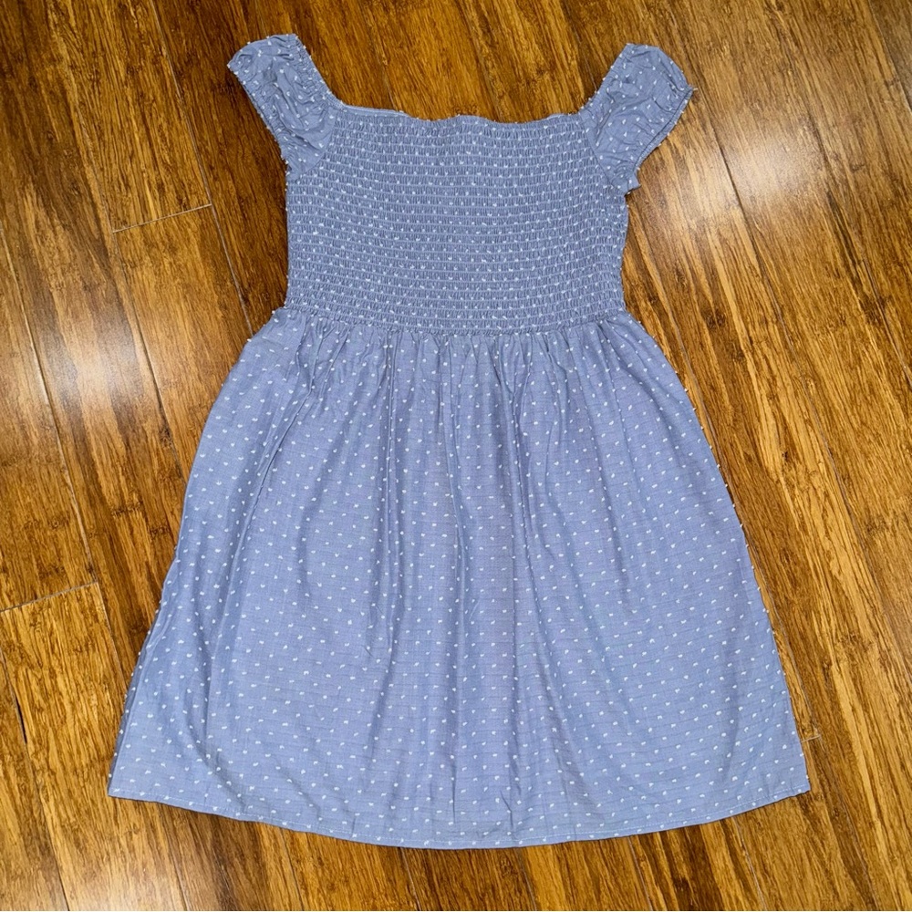 Honey and Rosie Chambray Smocked A-Line Dress